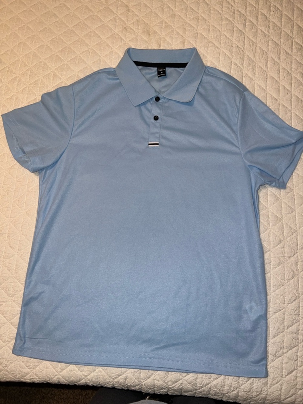 SHEIN Light Blue Men's Polo Shirt with Button Placket
